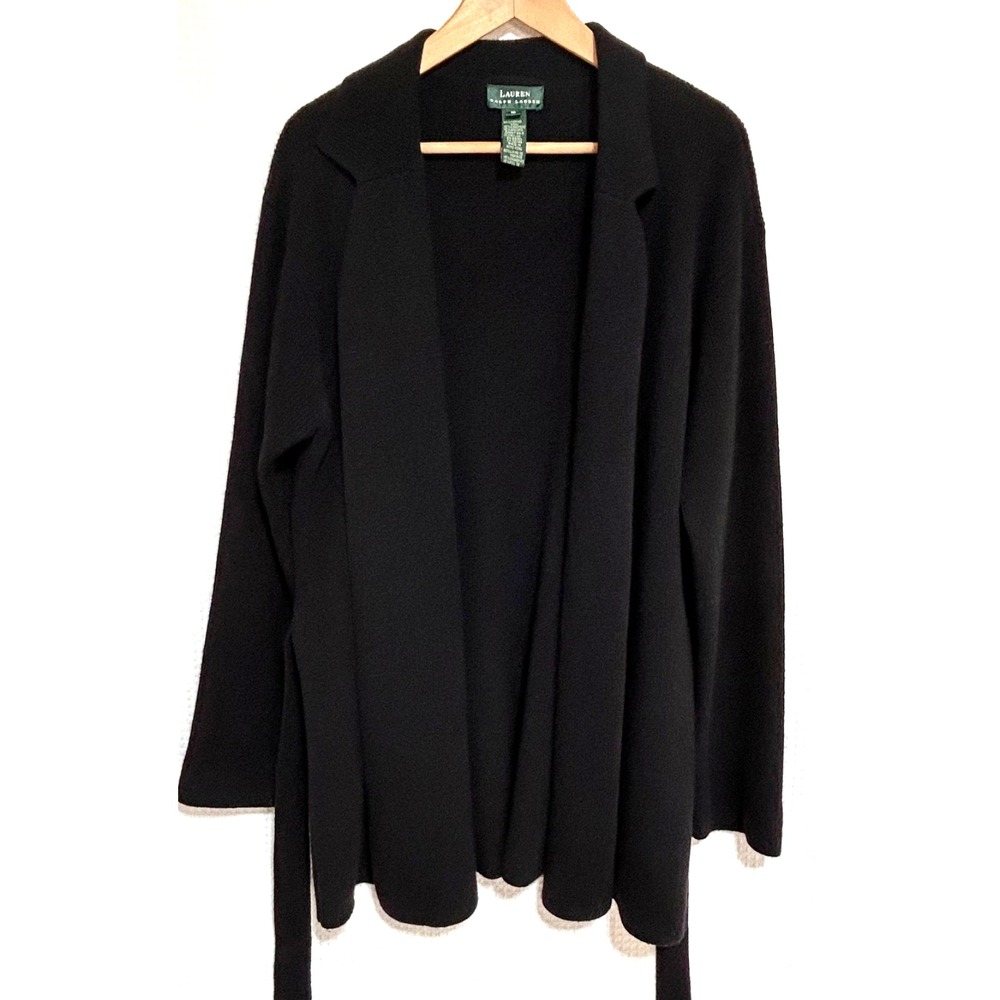 Lauren Ralph Size M L Merino Wool Cashmere Blend Wrap Cardigan Sweater g